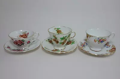 Vintage  Lot Of (3)  CLARENCE  England Bone China Tea Cups & Saucers • $24