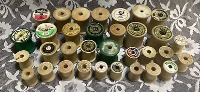 33 Vintage Empty Wood Old Wooden Thread Spools Crafting Lot • $14