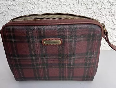 Vintage Polo Ralph Lauren Chestnut Plaid Leather Toiletry Bag • $42