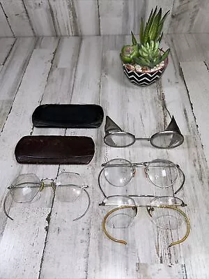 Lot Of 4 Vintage Wire Rim Eye Glasses  ~ Gold Filled Marking & Other Material • $9.99