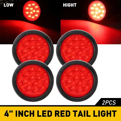 4PC 4 Inch Round LED Truck Trailer Stop Turn Tail Brake Lights Waterproof 12-LED • $37.99