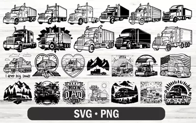 Semi Truck Vector SVG Design Pack • $1