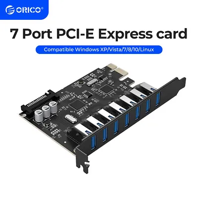 ORICO 7 Port PCI-E To USB 3.0 HUB PCI-Express Expansion Card Adapter For Win7 PC • $20.99