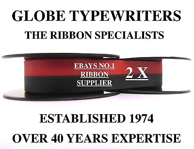 🌎 2 X 'OLYMPIA TRAVELLER DELUXE' *BLACK/RED* HIGH QUALITY TYPEWRITER RIBBONS • £8.95