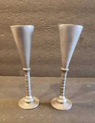 Lovely Vintage Matched Pair Of Pewter Cordial/apertif Glasses Beautiful Stems • $6