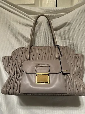 Miu Miu Pomice (pale Gray) Matelasse Leather Large Tote Bag Crossbody & Dust Bag • $1000