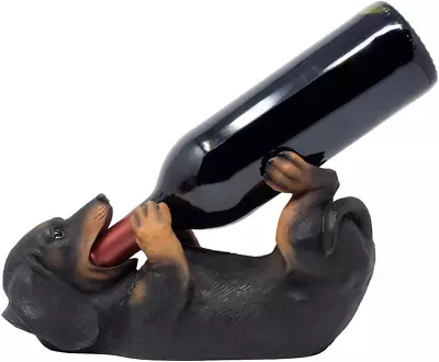 Dachshund Weiner Dog Puppy Wine Bottle Holder Statue With Decorative Tabletop Wi • $63.81