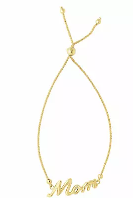 14kt Yellow Gold 9.25  Friendship  MOM  Bolo Bracelet W Adjustable Slide Clasp • $274