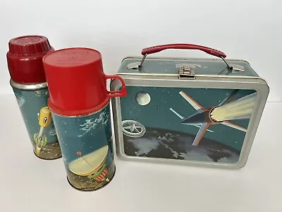 Vintage 1958 Space Ship/satellite Lunchbox With Thermos - Nice Condition • $125