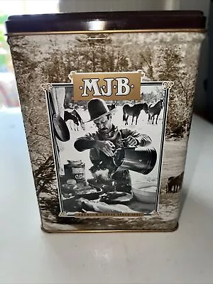 Vintage MJB Coffee Tin With Western Graphics Cowboy Photos Preowned 1980s • $8.75