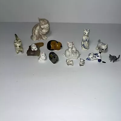 Lot Of 13 Miniatures Vintage Ceramic Cats  Bug House Bone China And More! • $20