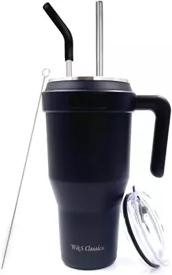 Classic 40OZ Tumbler H2.0 | Vaccum Insulated Travel Mug With Handle And Straw | • $29.03