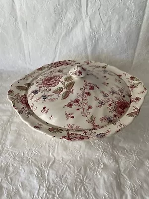 Vtg 1950s Johnson Brothers Rose Chintz Covered Vegetable Bowl Made In England • $49.95