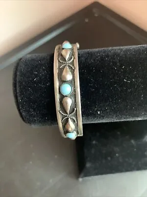 Vintage Silver Tone With Round Turquoise Bangle Bracelet For Small Wrist 2  • $19.99