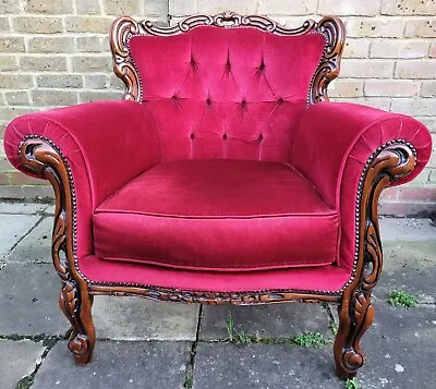 Louis Style Red Armchair In Very Good Condition • £195