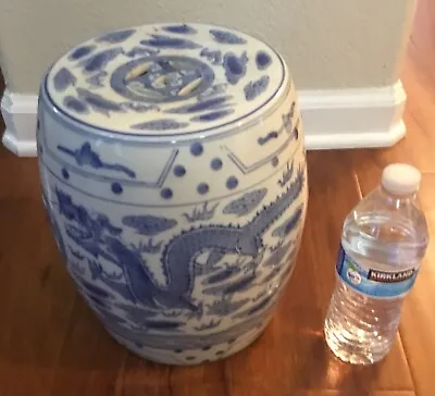 $188.80 • Buy Chinese Blue And White Barrel Drum Dragon Small 10” Intricate Detail Ornate Rare