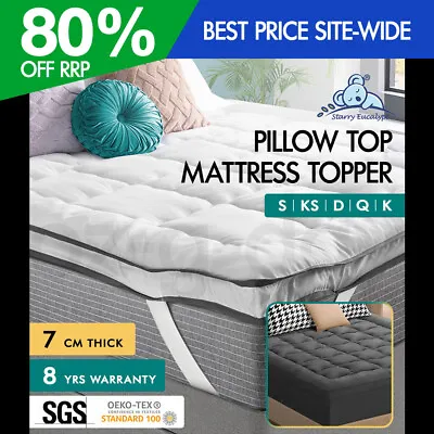 $54.95 • Buy S.E. Mattress Topper Pillowtop Luxury Bedding Mat Pad Cover All Sizes 7cm
