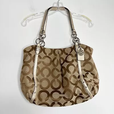 Coach 16233 Op Art Alexandra Tote Shoulder Bag In Khaki Gold Bag Tags Purse • $31.41