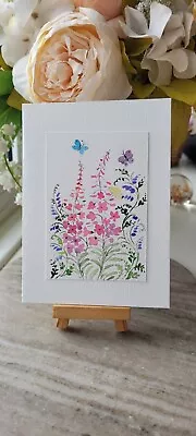 Original Hand Painted WATERCOLOR Keepsake Greeting Card Wild Flowers NOT A PRINT • £6.99