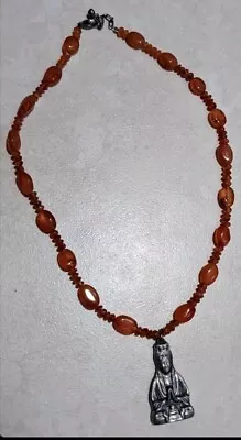 Handmade Quan Yin Buddhist Carnelian Gemstone Necklace Gift Idea • $59.99