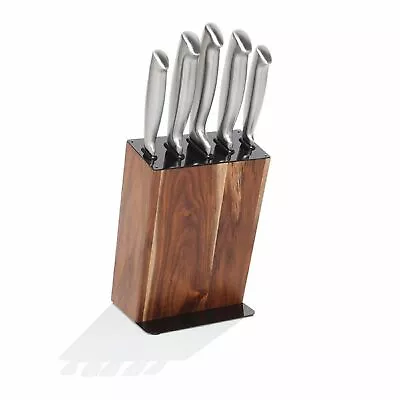 NEW STANLEY ROGERS BLACK ACACIA 6 PIECE KNIFE BLOCK SET Chefs Knives Knife • $99.95