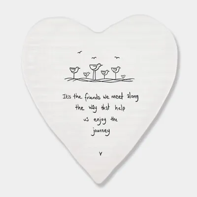 East Of India Porcelain Heart Coaster It's The Friends We Meet Keepsake Gift • £5.99