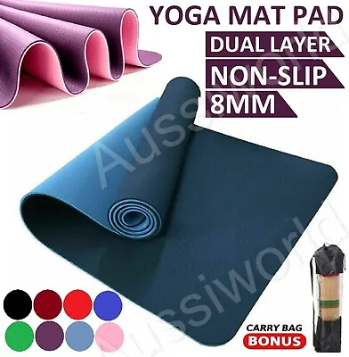 TPE Yoga Mat Eco Friendly Exercise Fitness Gym Pilates Non Slip Dual Layer AU • $24.49