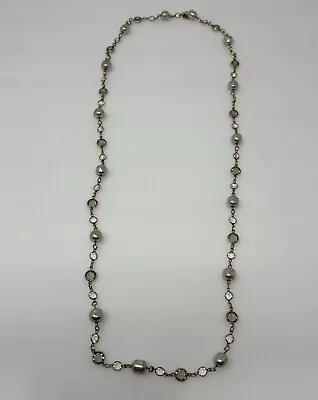 Vintage Chanel Crystal Chain Necklace With Faux Champagne Pearls “Chanel 1981” • $525