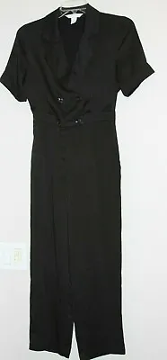 H&M Jumpsuit Size 4 Black Womens Short Sleeve Button Front • $49