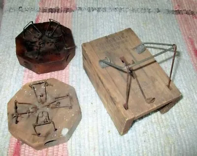 3 Vtg Primitive 19th Century Wood Mouse Gopher Traps-victor Choker • $55