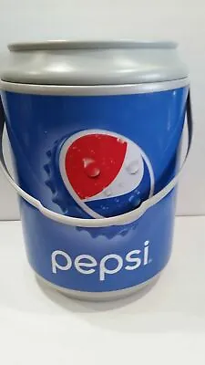 Vintage Pepsi Can Cooler Round Ice Chest 14  Tall X 9  Diameter Good Condition • $60