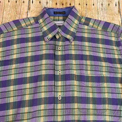 Maus Hoffman Shirt Large Short Sleeve Button Down Indian Madras • $49.95