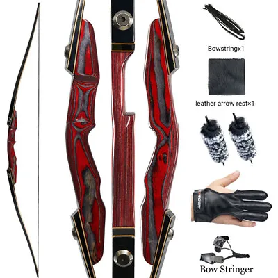 TOPARCHERY 64  Wooden Tradtiional Long Bow Takedown Recurve Bow Adult Hunting • $100.97