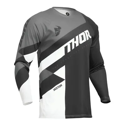 Thor 2024 Sector Checker Offroad Dirt Bike Motocross Jersey Black/Gray • $27.95