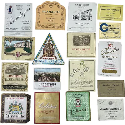 Vintage Wine Bottle Paper Label Lot Vihno Verde Portugal European 1970s 1980s 17 • $25