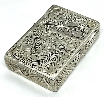 Antique Vintage 800 Silver 6 Sided Hand Etched Flip Top Lighter  • $125