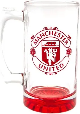 Manchester United Stein Pint Glass Tankard 15 Cm Tall In A Gift Box • £14.99