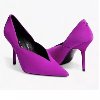Karen Millen Suede Court Shoes Size 7 4 Wedding Stiletto Magenta New RRP £145.00 • £95
