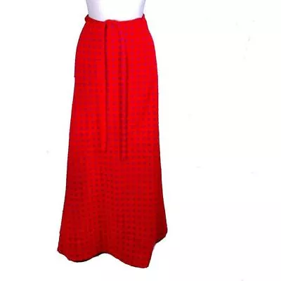 Vintage Vuokko Wool Skirt Red Blue Circles 1970s Wrap Sz 34/S/M • $315.17