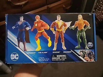 2022 Spin Master 4”- 4 Pack DC Figures Superman Flash Shazam Aquaman New • $13.30