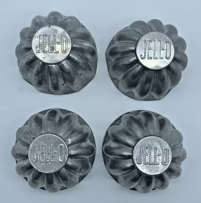 Vintage Lot Of 4 Aluminum Jello Molds Tins Mini Tarts Jell-O Silver • $11.95