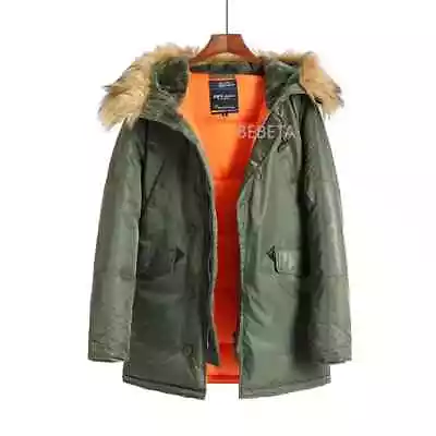 Mens N-3B Winter ALASKA Warm Coat Hooded Slim Fit Thick Parka Military Jacket • $79