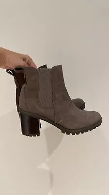 Ugg Hazel Genuine Waterproof Suede Stacked Wood High Heel Ankle Booties Shoes  • $50