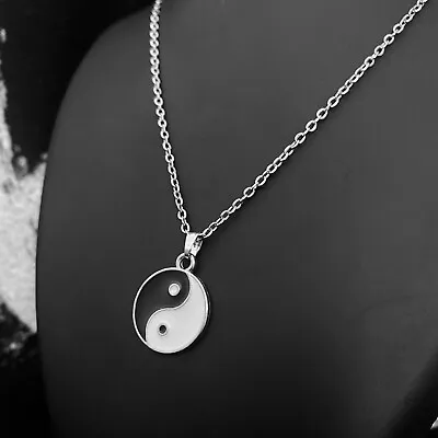 Unisex Trendy Enamel Ying Yang Pendant Necklace Jewellery Gift UK • £3.99