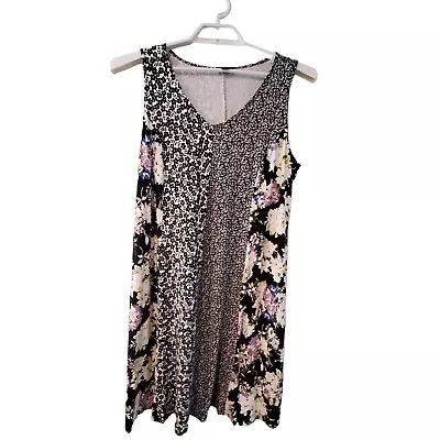 J Jill Wearever Collection Dress Womens Large Black Pieced Floral Tank • $22.97