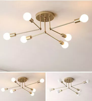 Modern Brass 6 Heads Chandelier Pendant Lighting Ceiling Lights Study Room Lamp • $49.98