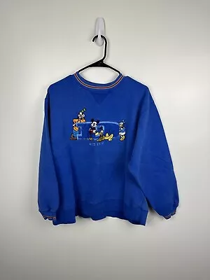 Vintage 90s Disney Mickey Ringer Sweatshirt Size Medium Blue Crewneck • $15