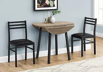 Dining Set 3pcs Set Dark Taupe Top Black Metal • $207.82