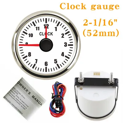 52mm 2-1/16  Clock Gauge 0-12Hours For Car Truck Marine Red LED Waterproof 9-32V • $43.65