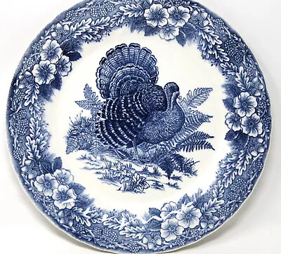 Thanksgiving Blue Dinner Plate Queens Myott Factory Archive Ceramic 10” Diameter • $24.99